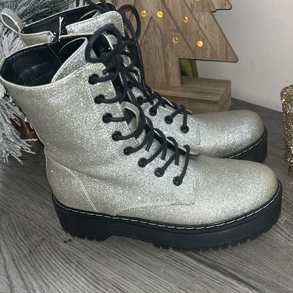 Union Bay Silver Glitter Combat Boots - Picture 8 of 10